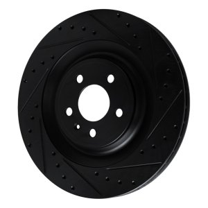 Porsche Macan Brake Rotor (1) - Rear Right - R1 Concepts - Drilled & Slotted - Black - `15-`18